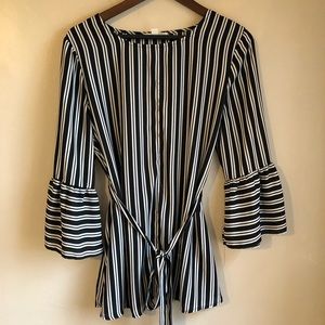 Striped Maternity Top with Tie Waist